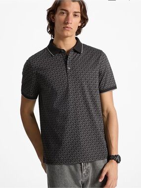 Michael Kors Black Logo-Print Men's Polo Shirt